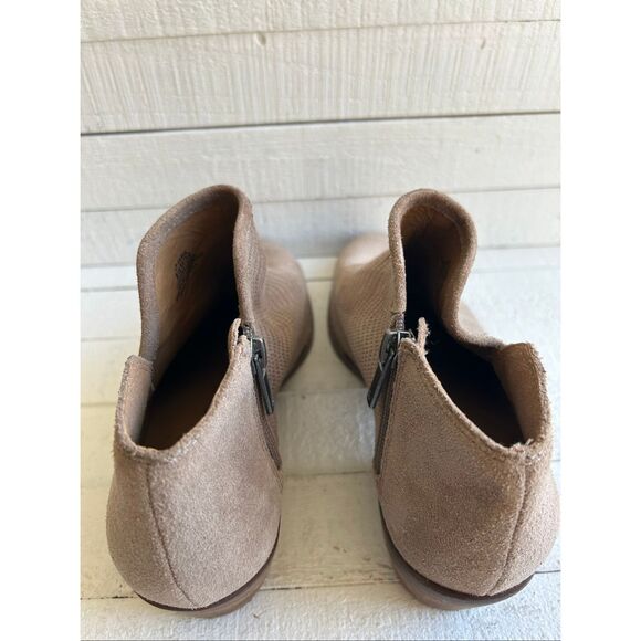 Lucky Brand LP-Farel Women’s Ankle Boots 8.5M Taupe Suede Block Heel Booties Zip - Picture 7 of 8